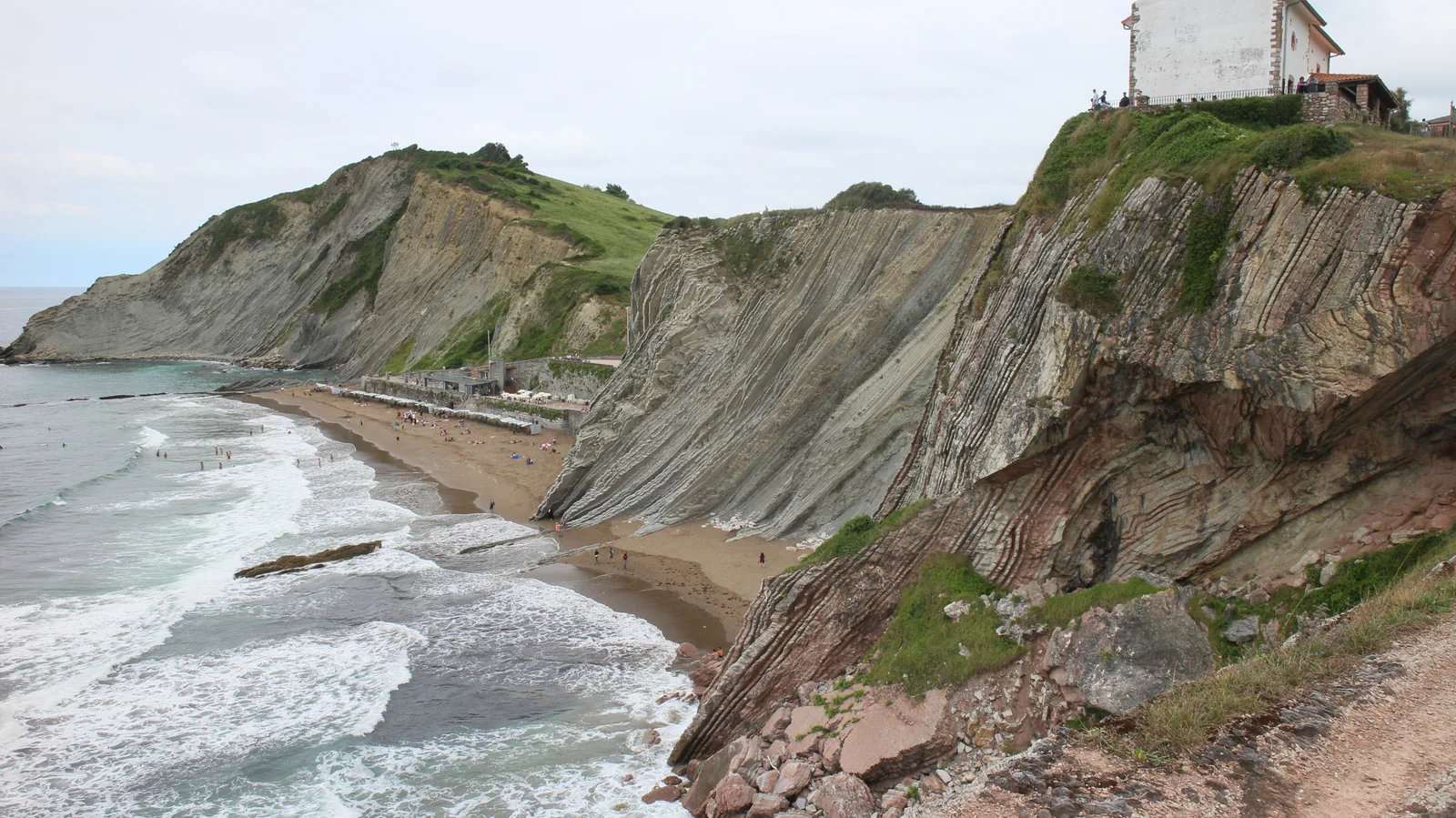 Acantilados de flysch de la playa de Itzurun, Zumaia, Geoparque de la Costa Vasca